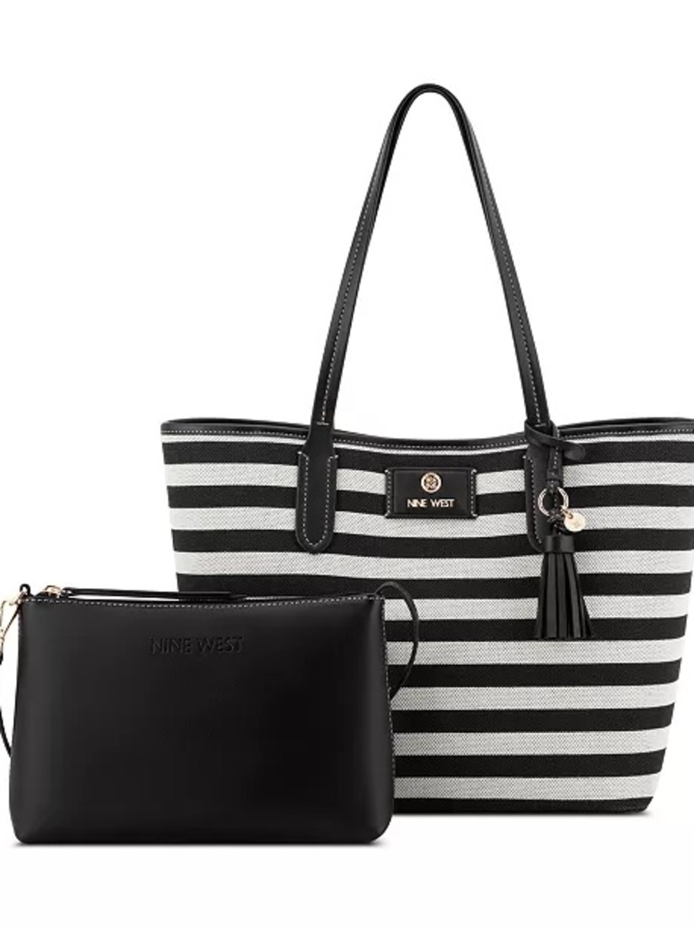 Nine West Nori 2 in 1 Large Tote Bag Black And White